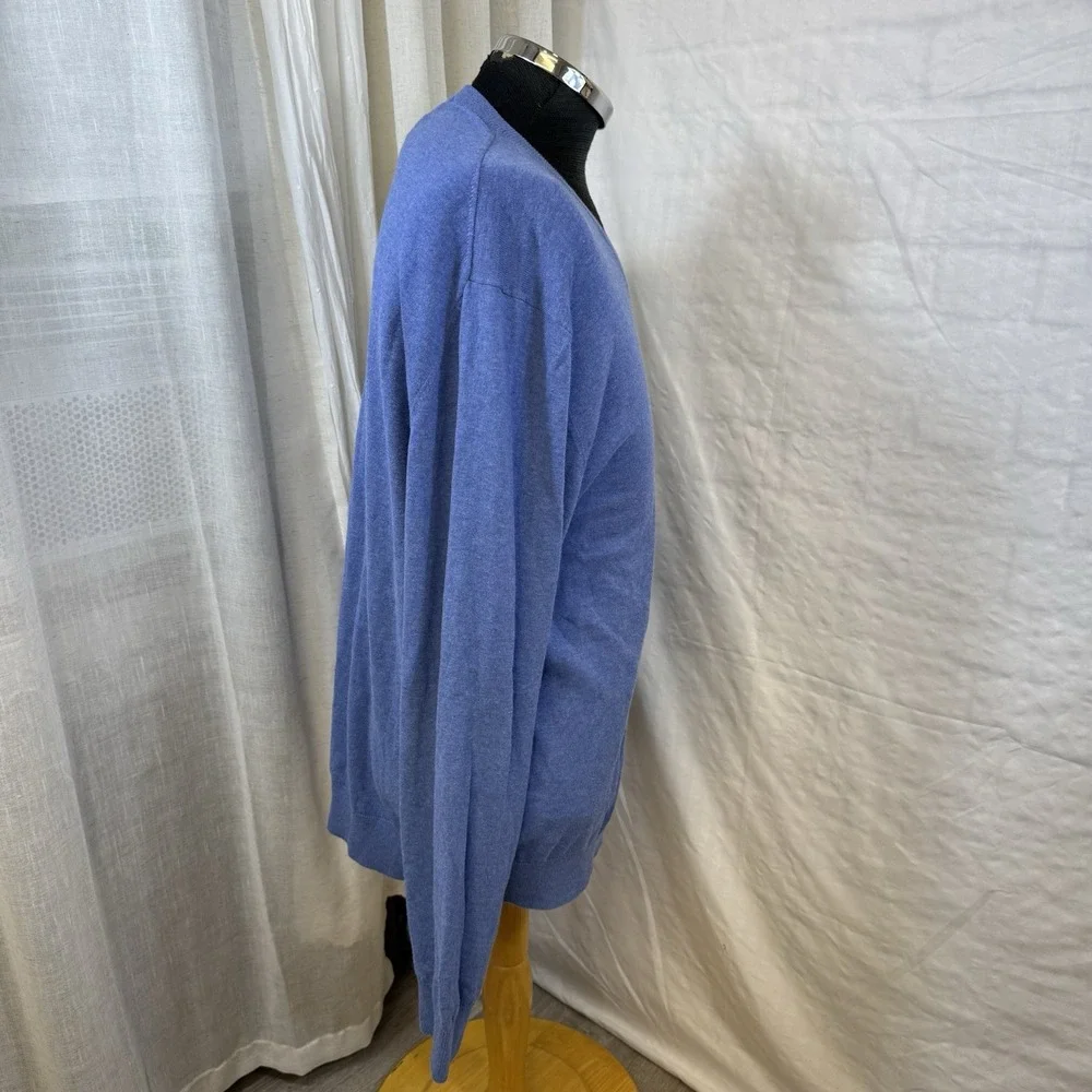 Brooks Brothers Red Fleece V Neck Mens XL Cotton Cashmere‎ Blue Pullover